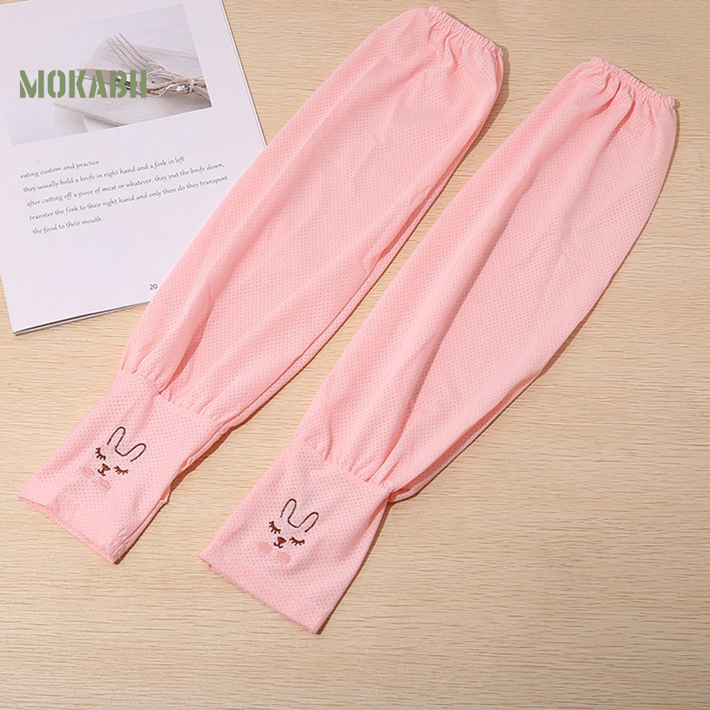 1 Cặp Găng Tay Chống Nắng Chống Tia UV Thoáng Khí Thấm Hút Mồ Hôi Thêu Hình Thỏ Dễ Thương