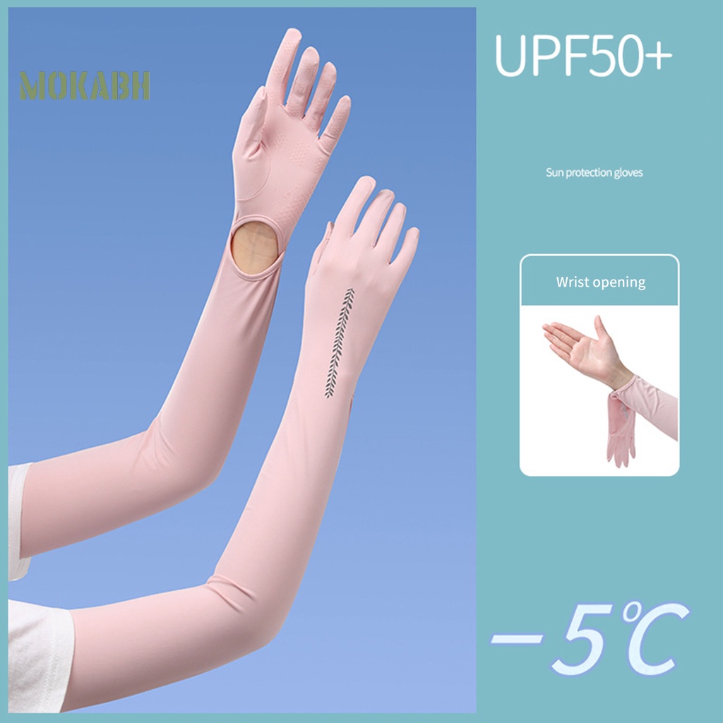 2 Găng Tay Dài 58cm Bằng Lụa Lạnh Thoáng Khí Chống Nắng Chống Trượt Có Thể Điều Chỉnh Kích Thước