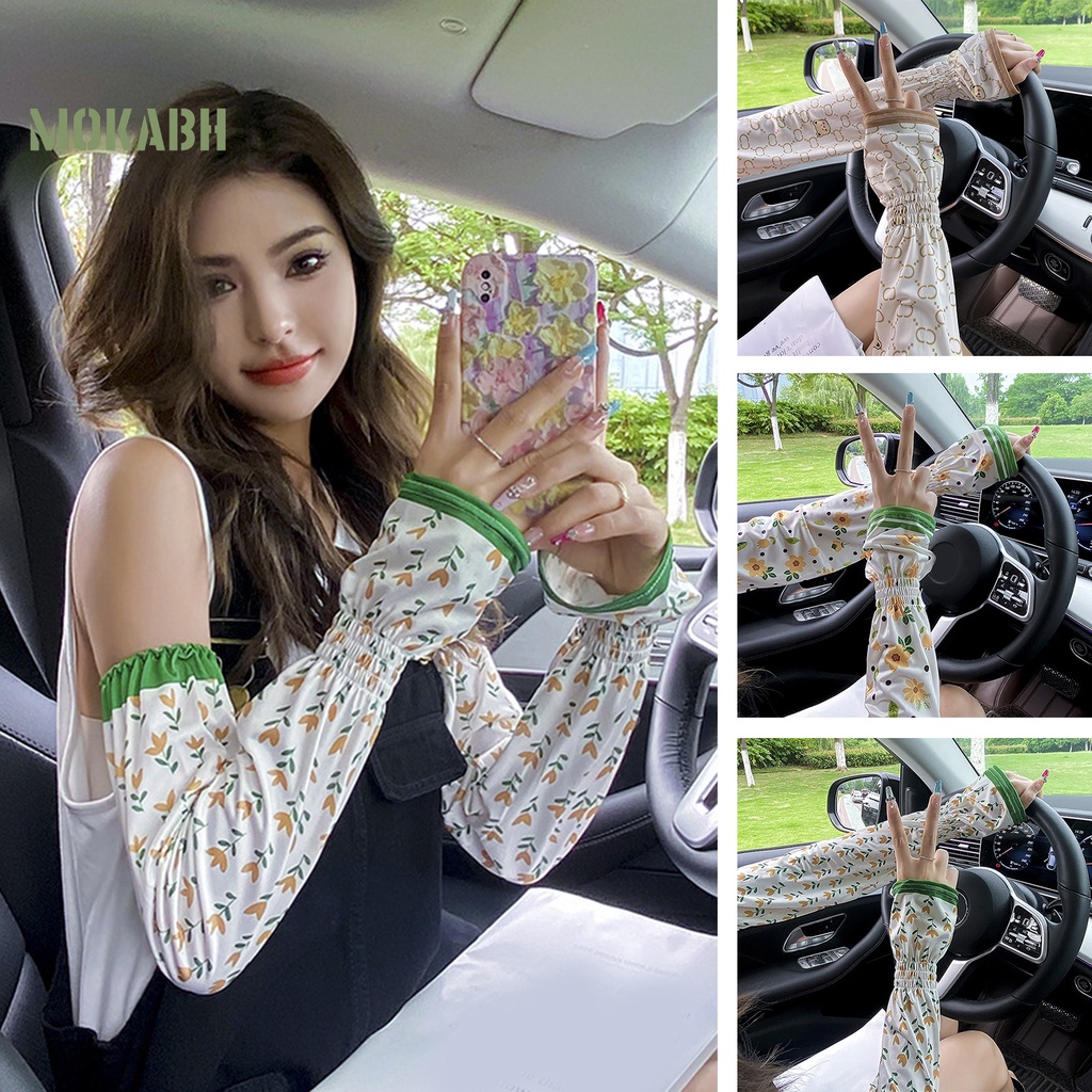 1 Cặp Găng Tay Co Giãn Thoáng Khí Chống Tia UV Chống Trượt Họa Tiết Hoạt Hình Dễ Thương