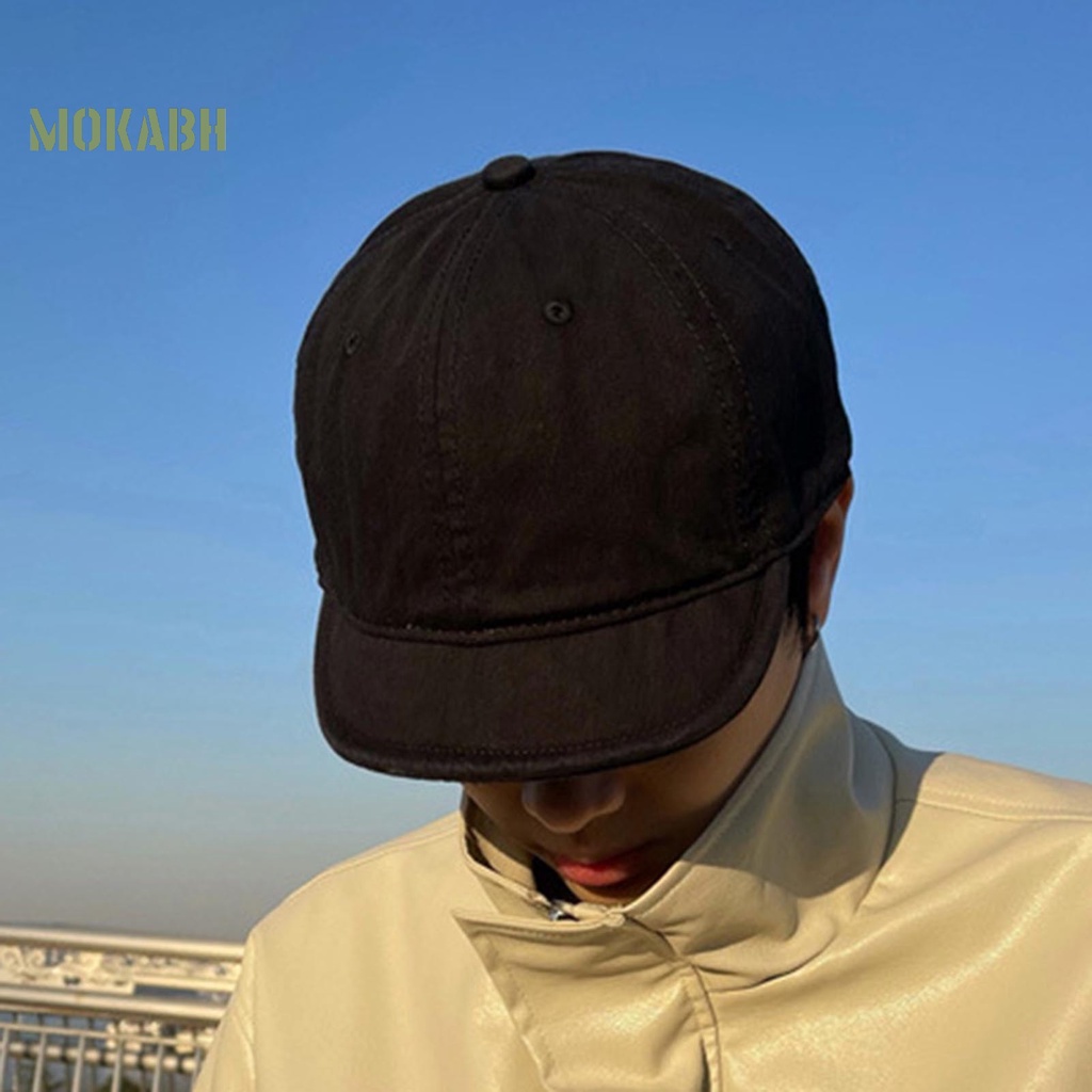 [Mok Abh] Mũ Lưỡi Trai Vành Ngắn Điều Chỉnh Được Màu Sắc Trơn Phong Cách Vintage Chống Nắng Mùa Hè Cho Nam Và Nữ