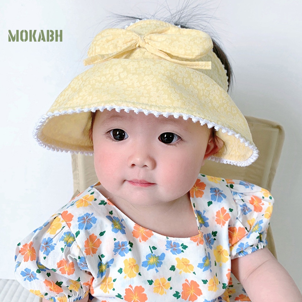 Mũ Vành Tròn Chống Nắng Đính Nơ Dài Vành Dễ Điều Chỉnh Bảo Vệ Khuôn Mặt Cho Bé Gái