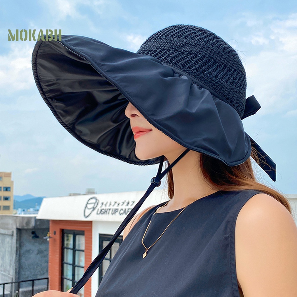 [Mok Abh] Mũ Ngư Dân Dây Bện Hở Chóp Có Thể Gấp Lại Được Dùng Ngoài Trời Cho Nữ