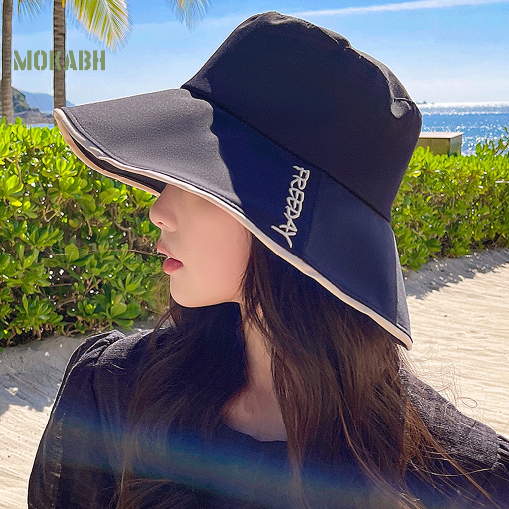 Nón Tai Bèo Hai Mặt Thoáng Khí Chống Tia UV Có Thể Gập Lại Thời Trang Đi Biển Cho Nữ