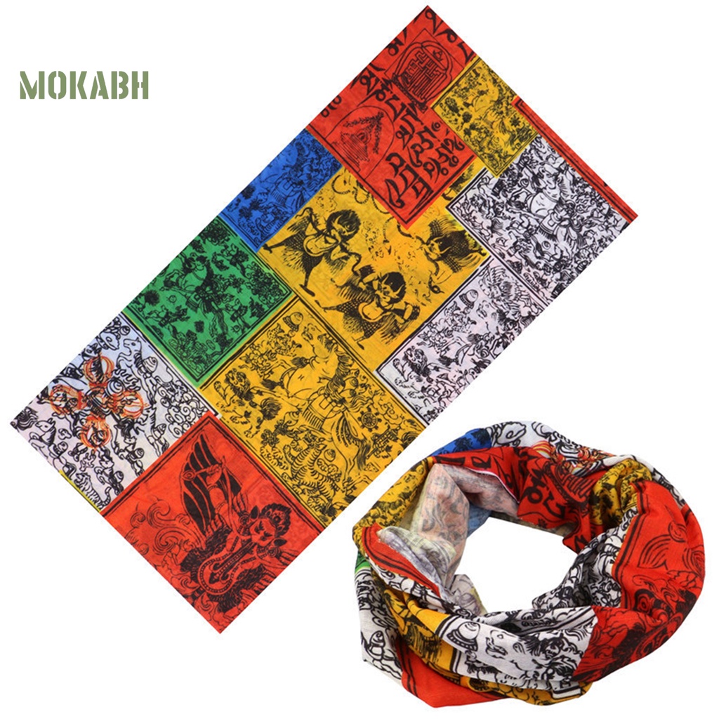 [Mok Abh] Khăn Mặt Bằng Polyester Độ Co Giãn Cao Chống Mồ Hôi In Họa Tiết Dùng Khi Chạy Xe Đạp