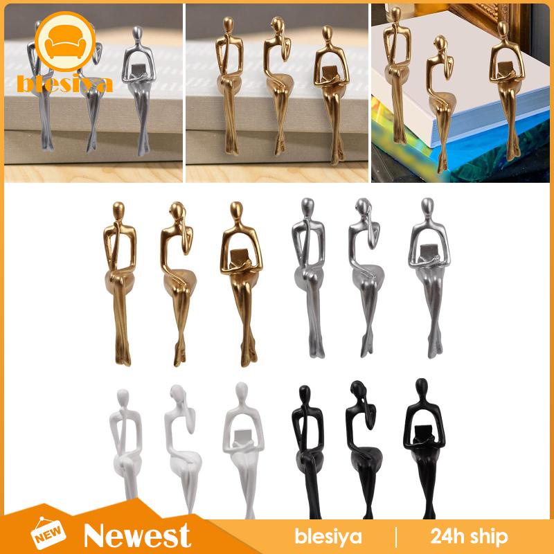 [Blesiya] Set 3 Bức Tượng Người Suy Nghĩ Ngồi Để Bàn Trang Trí