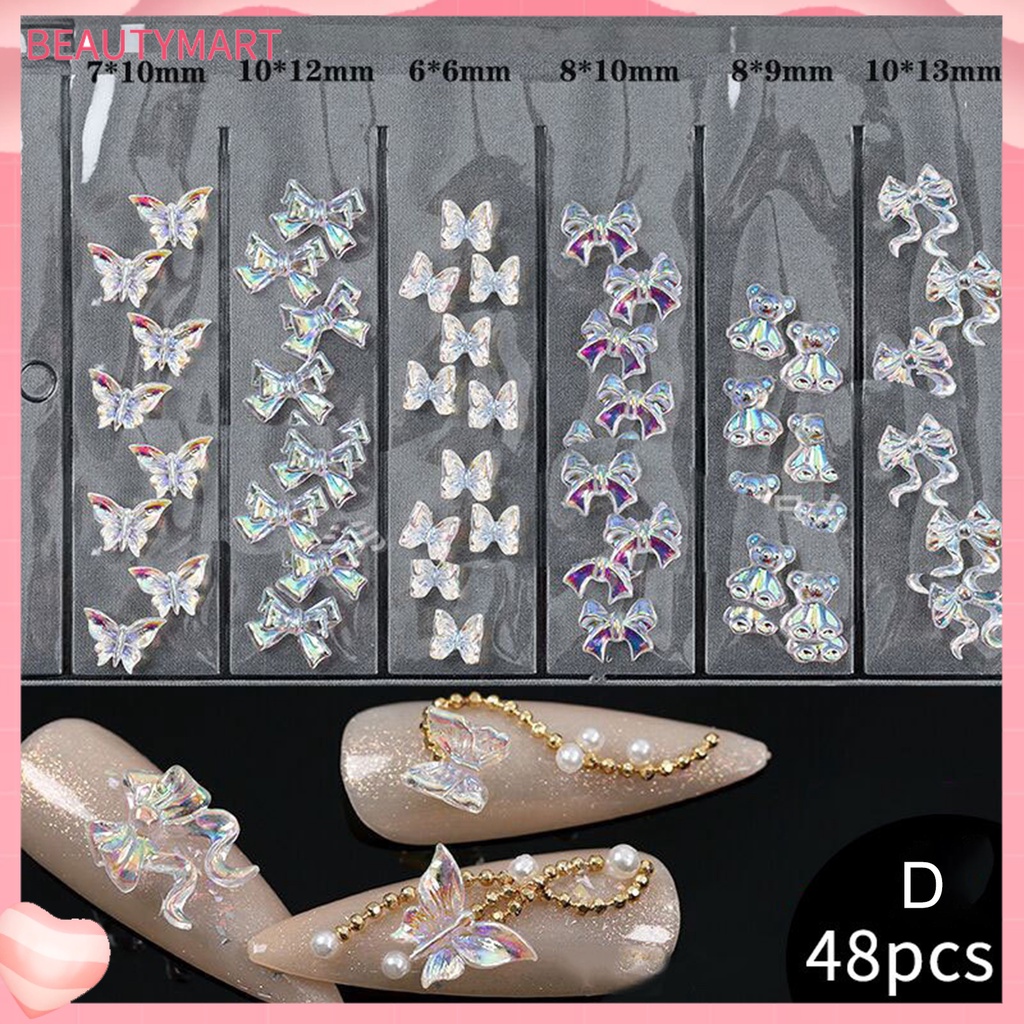 1 Túi Phụ Kiện Trang Trí Móng Tay Tạo Hiệu Ứng Hình Nơ Lấp Lánh Dễ Sử Dụng DIY