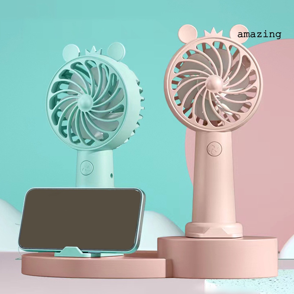 Quạt Tản Nhiệt USB Mini Cầm Tay Bằng Nhựa Hình Tai Hoạt Hình Dễ Thương Tiếng Ồn Thấp Có Thể Sạc Lại