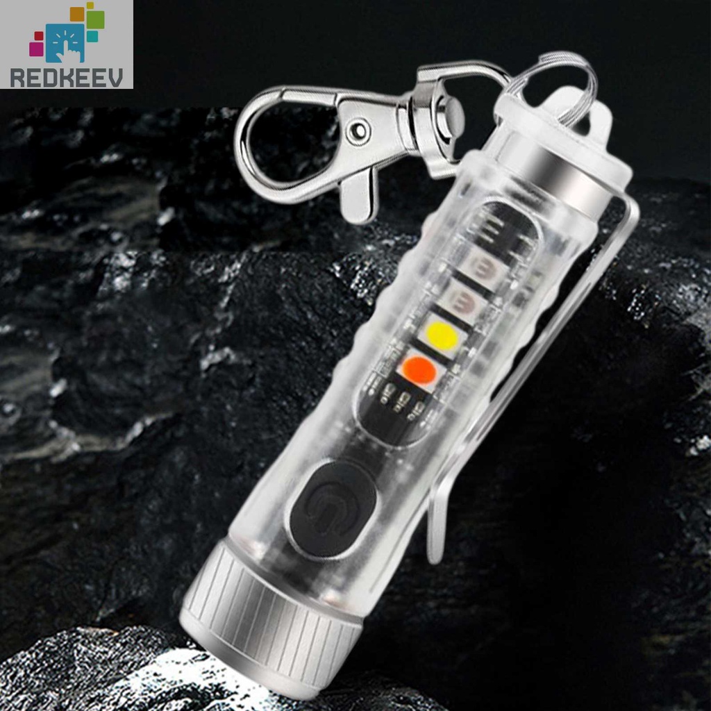 Móc Khóa Đèn Pin Mini SOS USB Type-C Chống Nước Kèm Kẹp Tiện Dụng