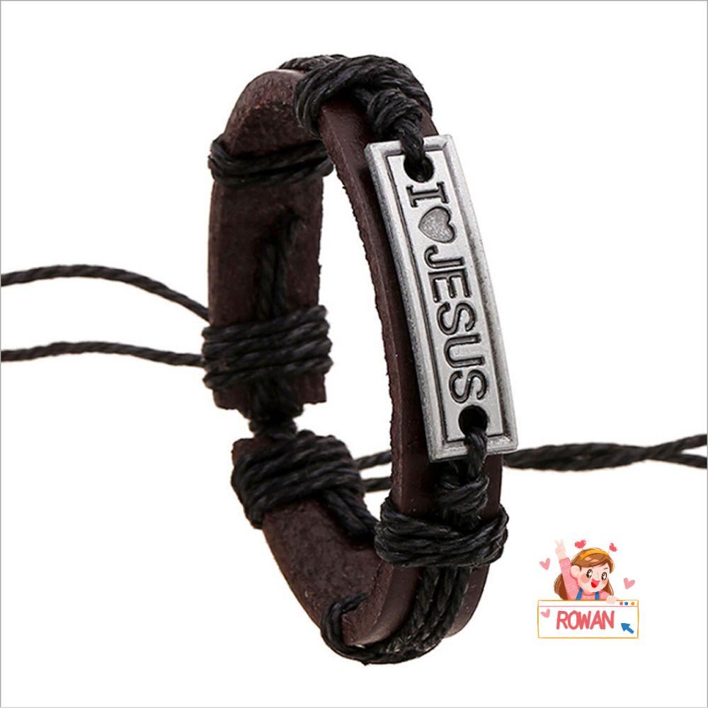 Rowans Vòng Tay Hợp Kim In Chữ I Love JESUS Dành Cho Nam Nữ