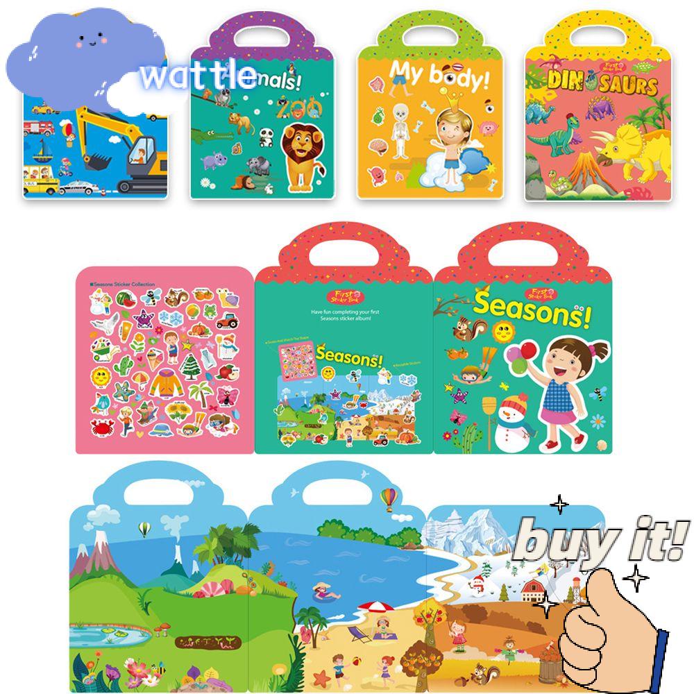 Sách Dán Hình Hoạt Hình Có Thể Tái Sử Dụng Cho Bé Học Nhận Biết