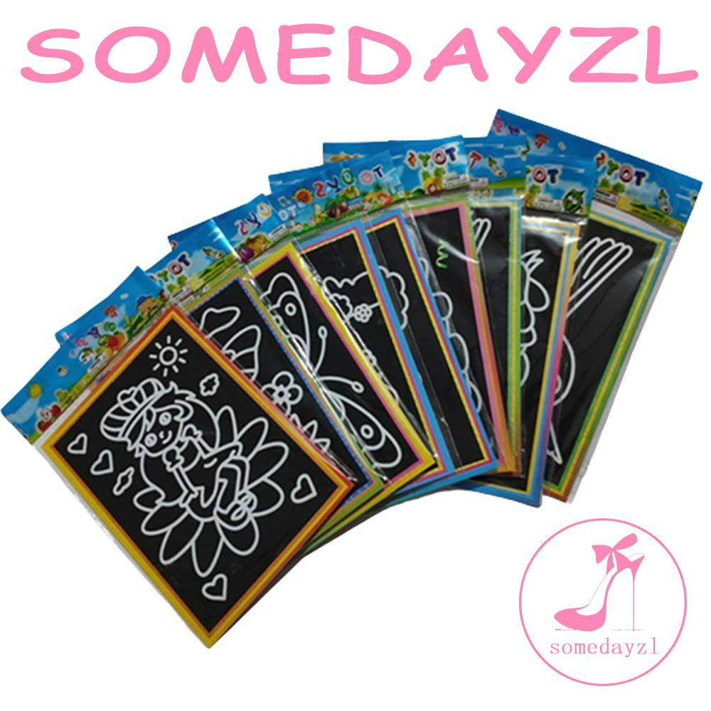 Set 10 Bảng Vẽ Bằng Giấy Nhiều Màu Kèm Bút Vẽ Dành Cho Trẻ Em