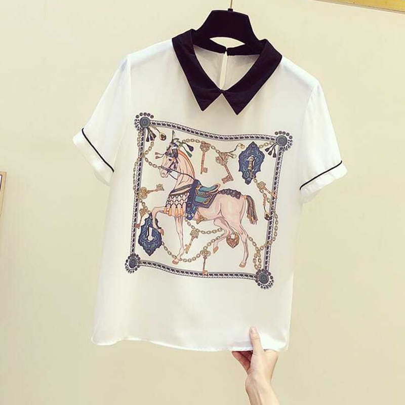 Áo Thun chiffon Tay Ngắn In Họa Tiết Thời Trang Cho Nữ