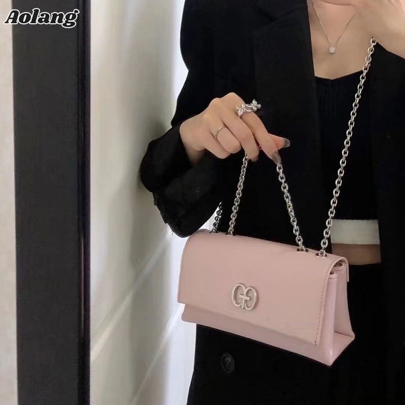 Túi đeo dưới cánh tay Hình Vuông Cỡ Nhỏ Phối Dây Đeo Sợi Xích Thời Trang Cao Cấp