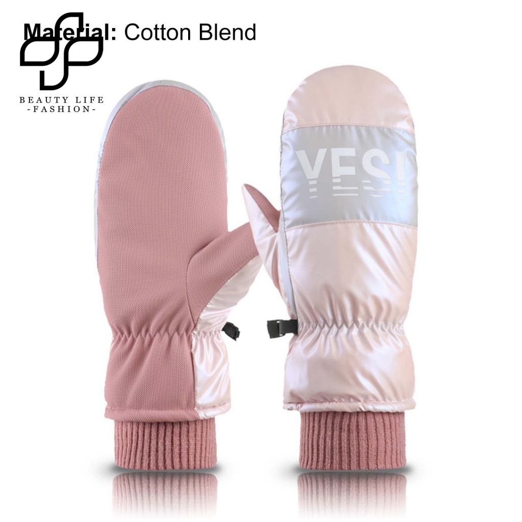 1 Đôi Găng Tay Thể Thao Phủ Toàn Diện Chống Thấm Nước In Chữ Thời Trang Mùa Đông Cho Nữ