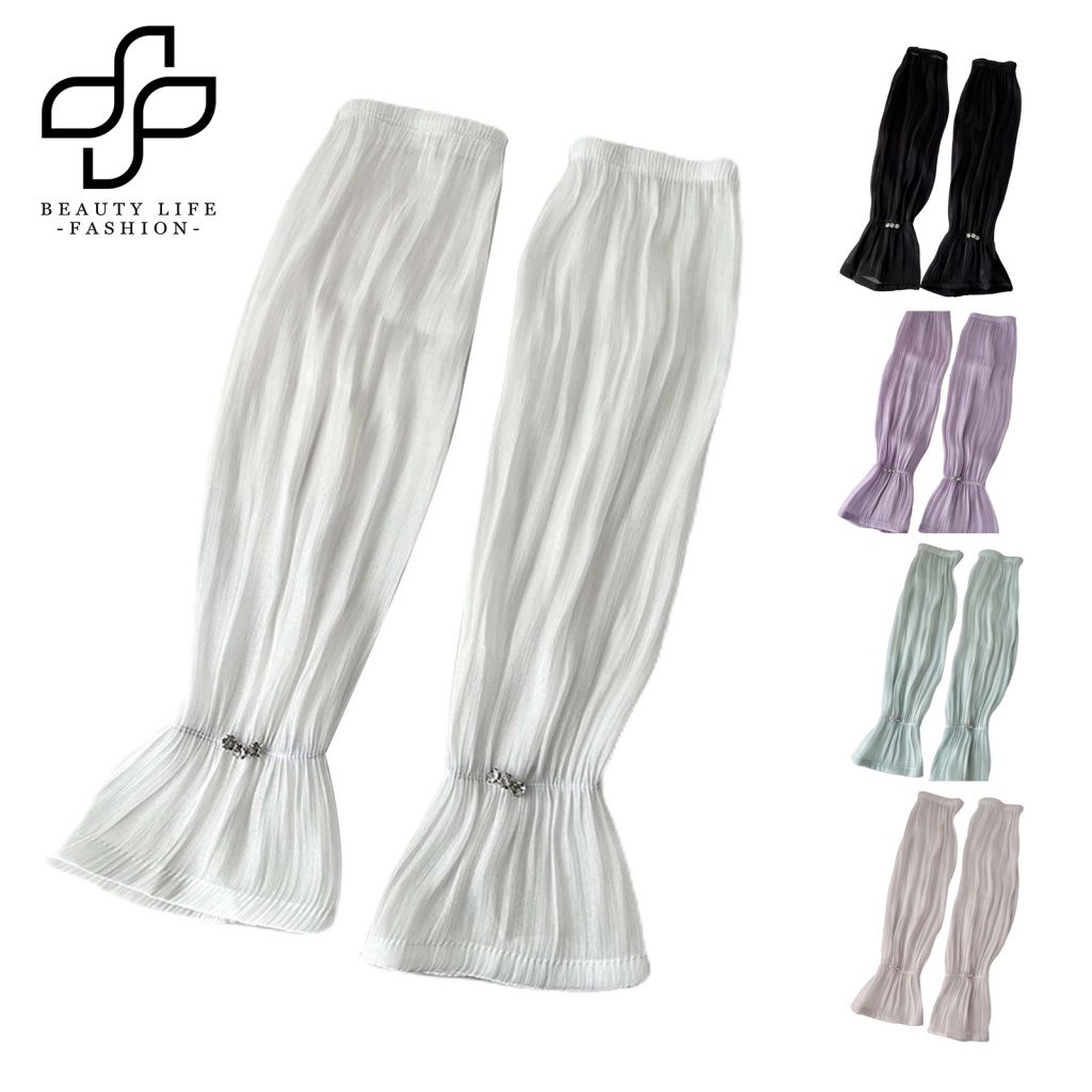 1 Cặp Ống Tay Áo Mỏng Xếp Ly Nhìn Xuyên Thấu Dành Cho Người Đẹp