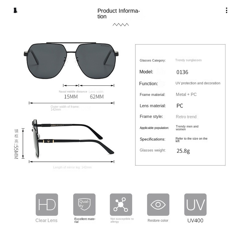 Kính Mát Phân Cực Chống Tia UV Thời Trang Mới Cho Nam