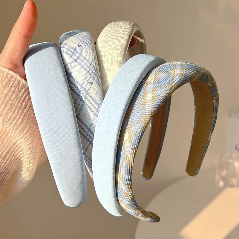 Băng đô cài tóc xốp màu xanh dương phong cách Hàn Quốc thời trang nữ