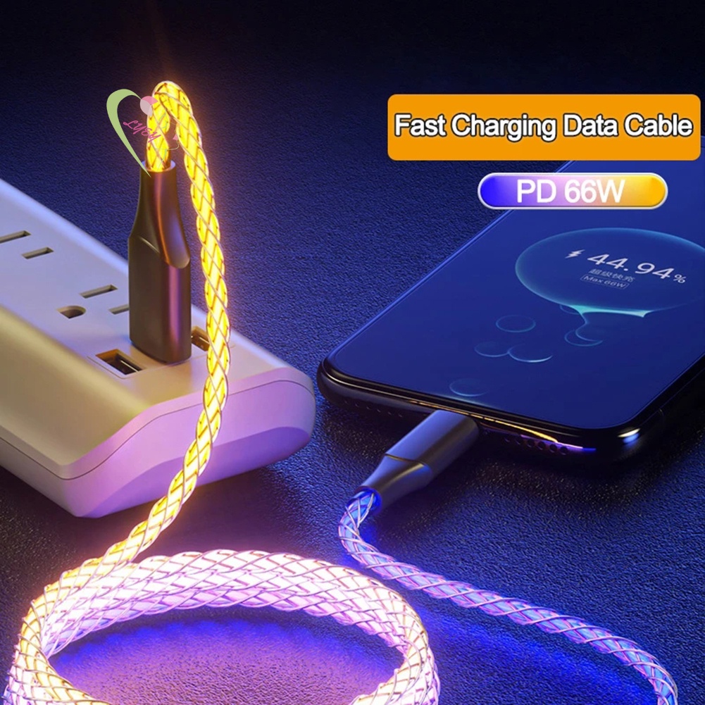 Cáp Sạc Nhanh Có Đèn Màu Gradient Cho Điện Thoại / Máy Tính Bảng