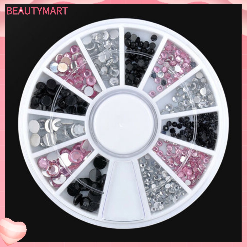 Khay Bánh Xe 13 Ngăn Đựng Hạt Đá 3D Lấp Lánh Trang Trí Móng Tay DIY