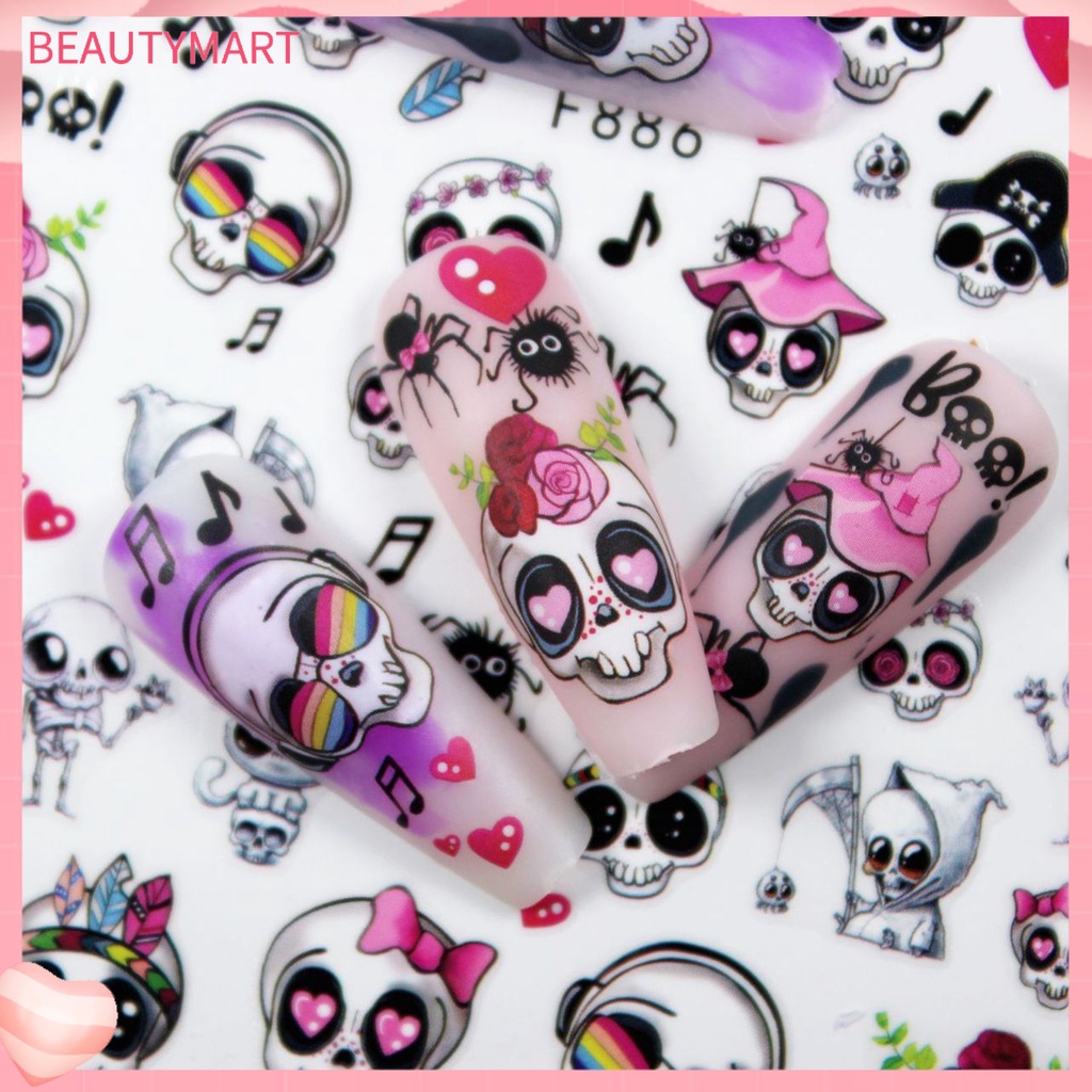 Miếng Dán Trang Trí Móng Tay Tự Dính Không Phai Họa Tiết Halloween