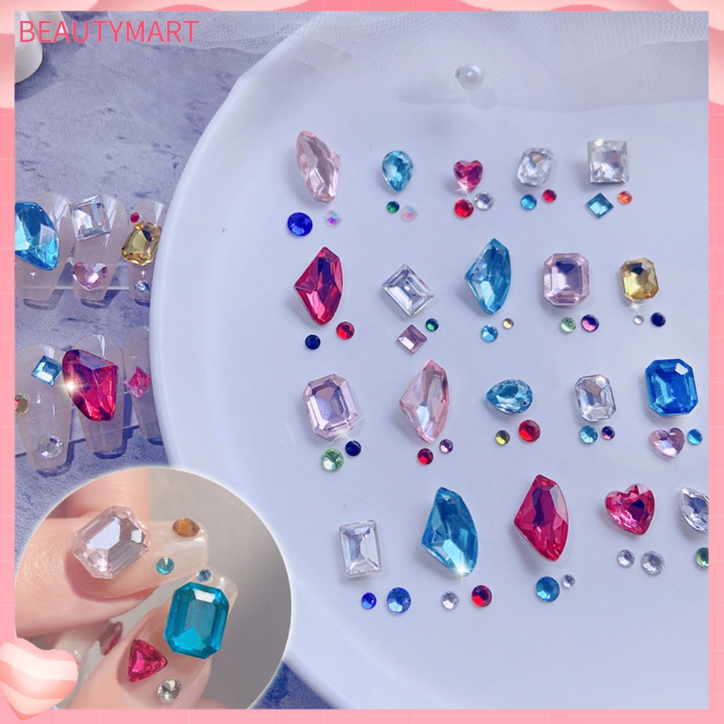 Phụ Kiện Đá Trang Trí Móng Tay Nhiều Mặt Hình Trái Tim Xinh Xắn