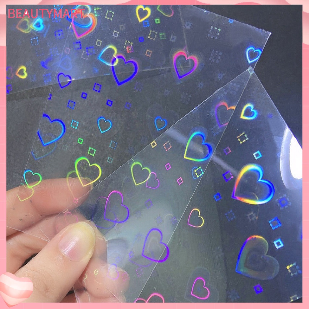 Bộ 3 Miếng Dán Móng Tay Hiệu Ứng Cực Quang Trái Tim DIY