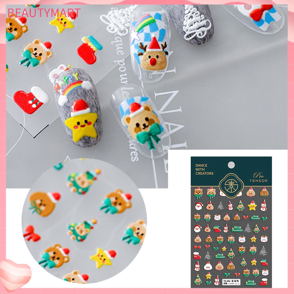 Miếng Dán Trang Trí Móng Tay 5D Chủ Đề Giáng Sinh