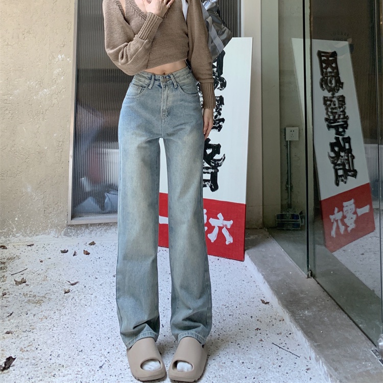 [Còn Hàng] Quần Jean Ống Rộng Màu Bạc Hà Phong Cách Nhân Vật Năm 2023