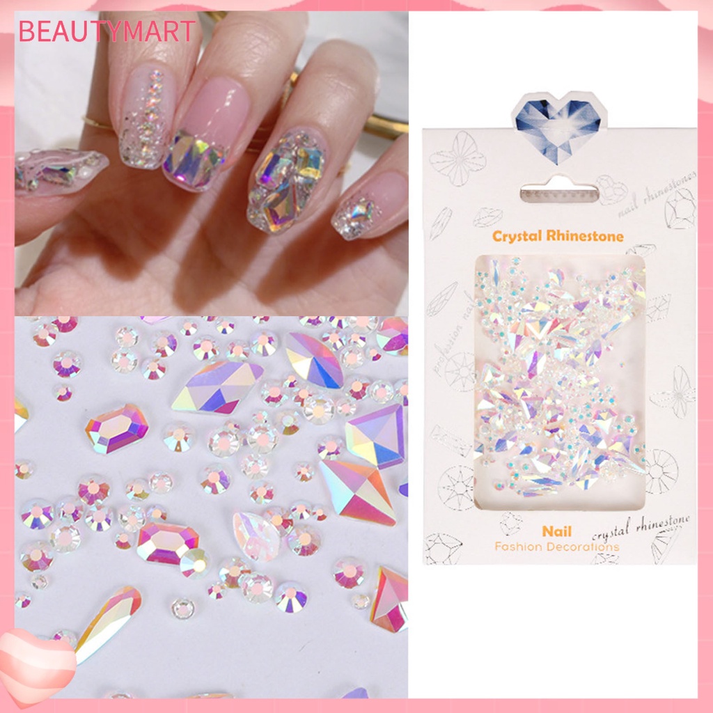1 Túi Phụ Kiện Trang Trí Móng Tay Hiệu Ứng Kính 3D Nhiều Màu Sắc Lấp Lánh Dễ Sử Dụng