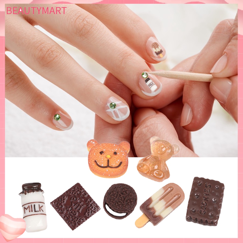 Set 30 Phụ Kiện Trang Trí Móng Tay 3D Bằng Nhựa Resin Chống Nước DIY