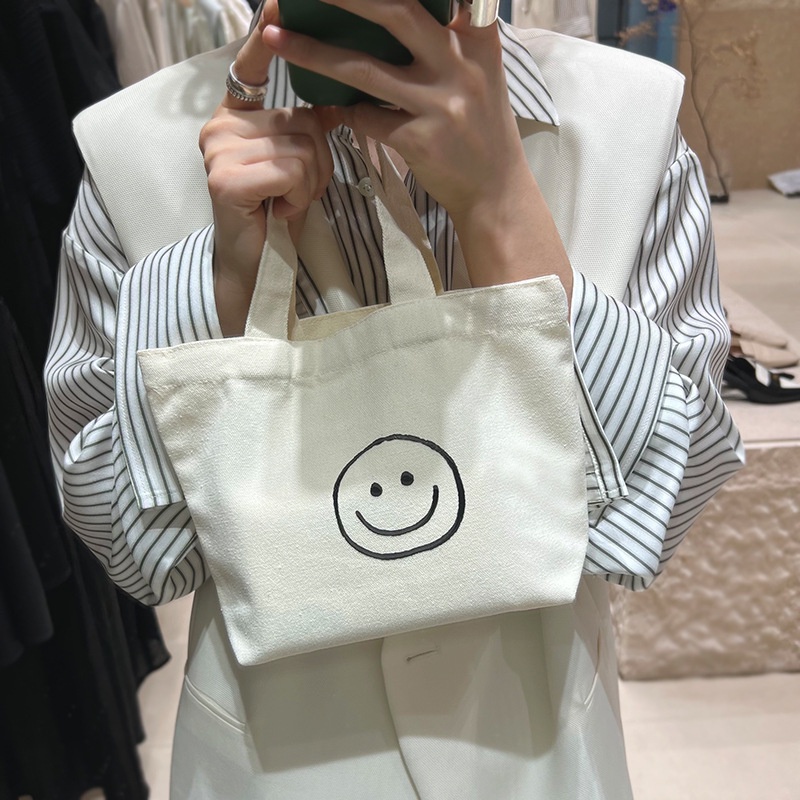 Túi vải Họa Tiết Mặt Cười Đơn Giản Thời Trang 2023