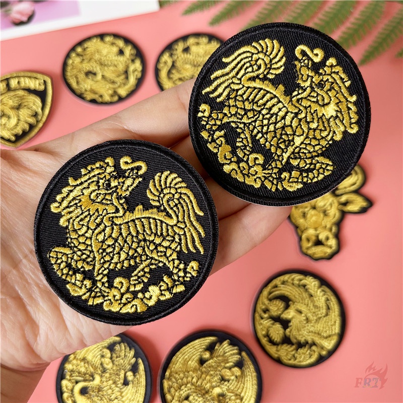 ♥ Sticker Ủi Thêu Hình Rồng / Phượng Hoàng / Kylin / Chim Hạc ♥ 1 Miếng Dán Ủi Quần Áo Hình Nghệ Thuật