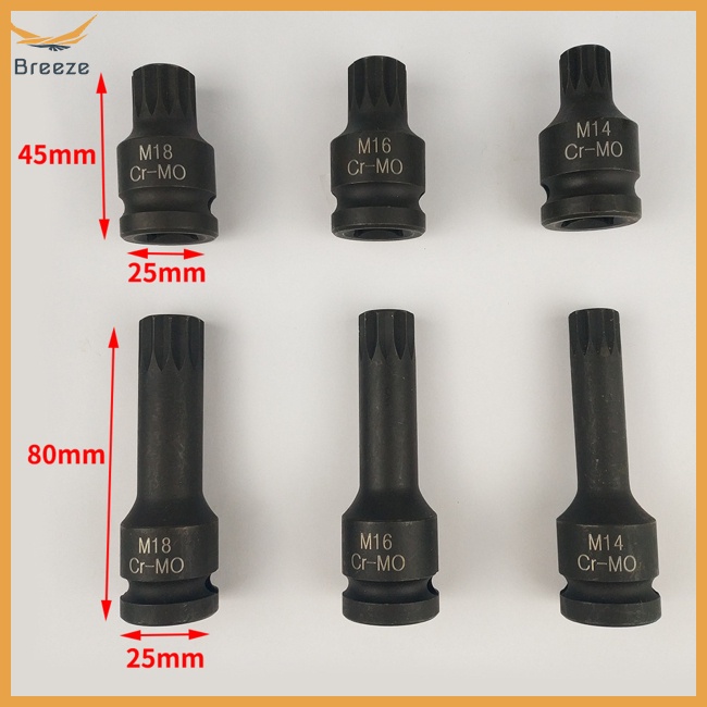 Bộ 6 Cờ Lê Ổ Cắm Khí Nén 1 / 2inch M14 M16 M18 Tích Hợp Ổ Cắm Chữ M