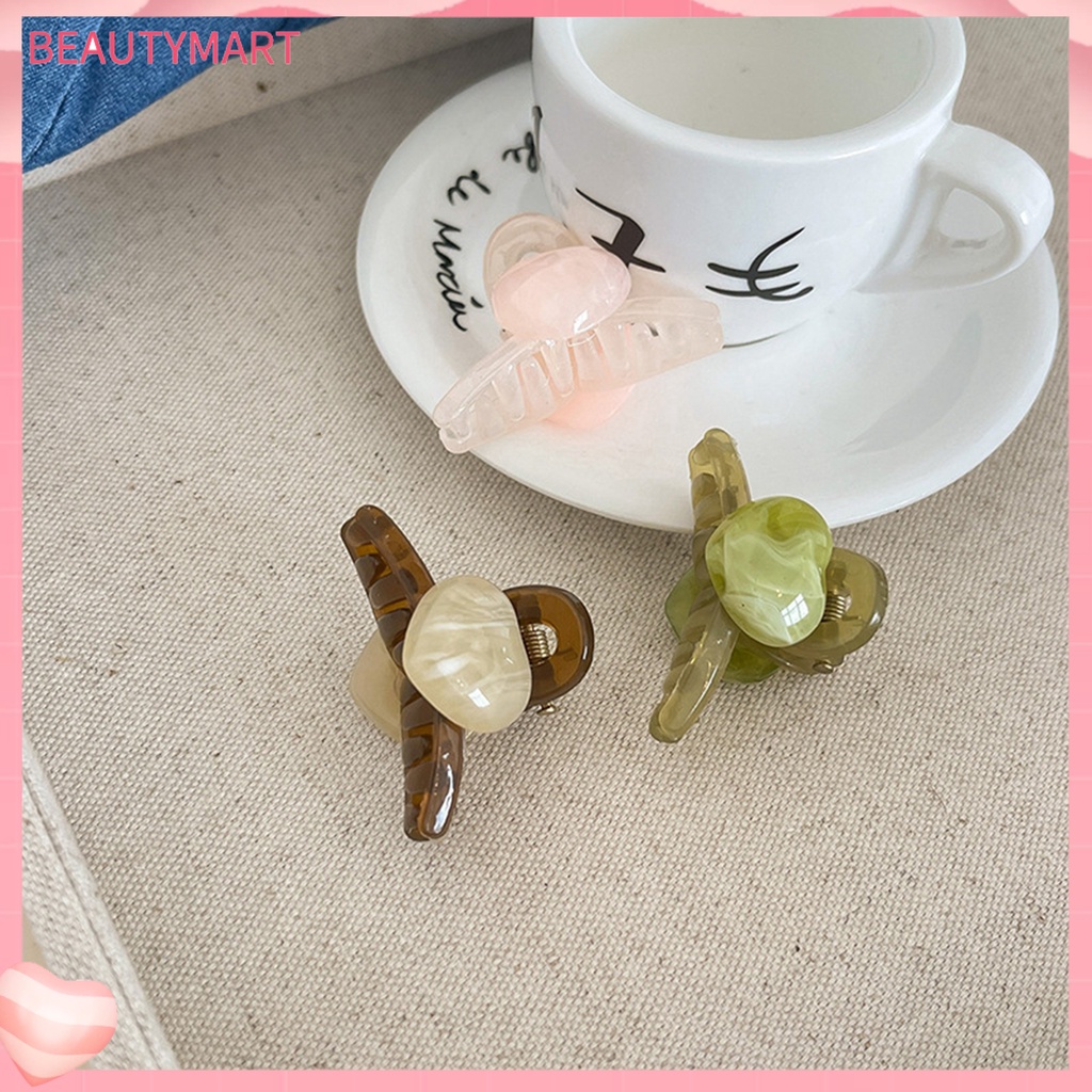 Kẹp Tóc Càng Cua Chống Trượt Kết Cấu Đá Hình Trái Tim Thanh Lịch