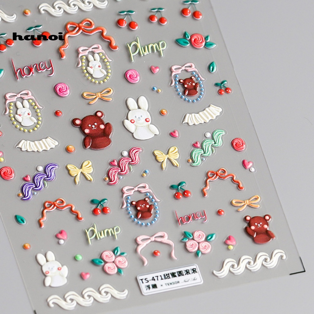 Han_nhẫn Dán Móng Tay Trượt Mẫu Hoạt Hình Mini Tương Phản Cao Cho Nữ