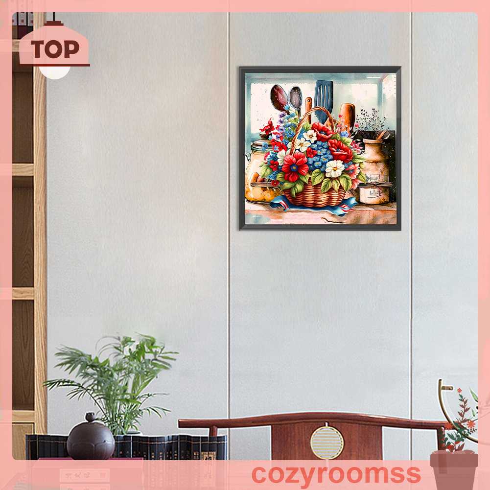 Tranh Đính Đá Kim Cương Toàn Bộ 5D DIY Hình Vẽ Hoa Trang Trí Nhà Cửa