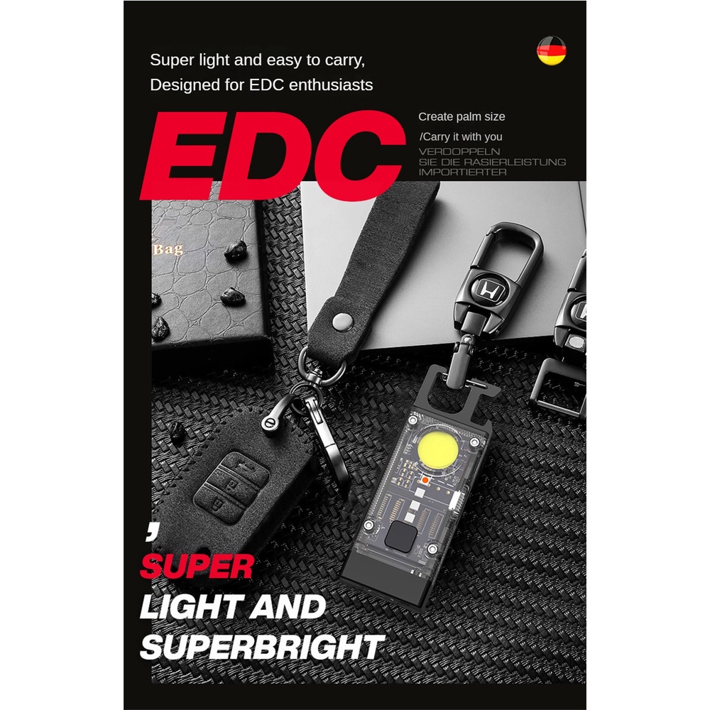 Đèn móc khóa di động đèn pin cắm trại ngoài trời đèn pin gia đình loại C sạc nhanh [doom】