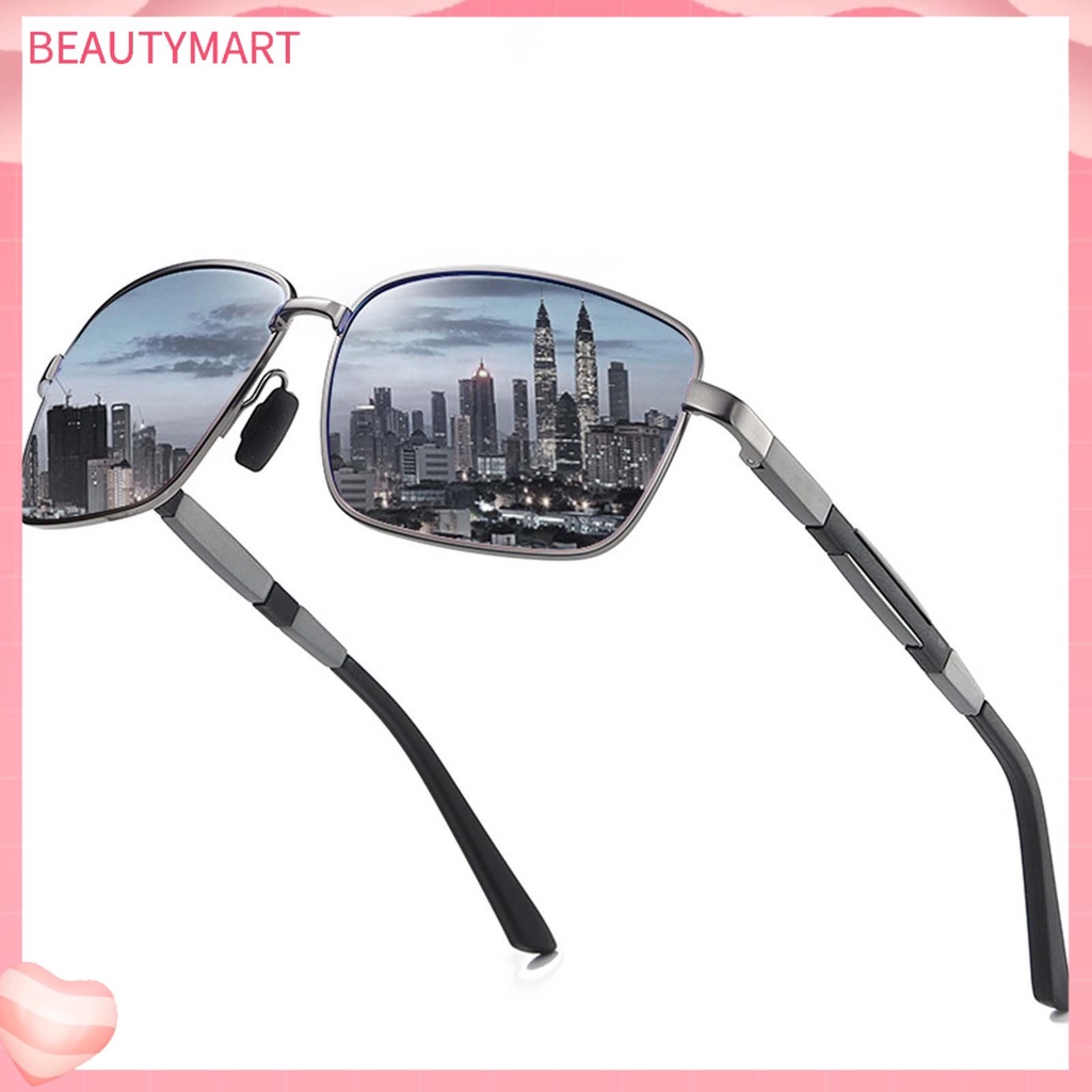 Kính Chống Tia UV Phân Cực Gọng Vuông Bằng Kim Loại Dành Cho Nam Lái Xe