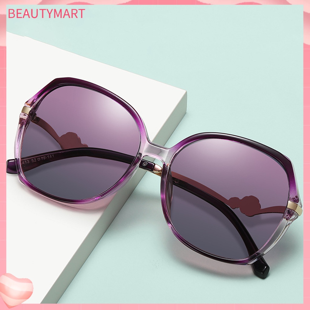 Kính Mát Phân Cực Chống Tia UV Gọng Lớn Họa Tiết Hoa Cho Nữ
