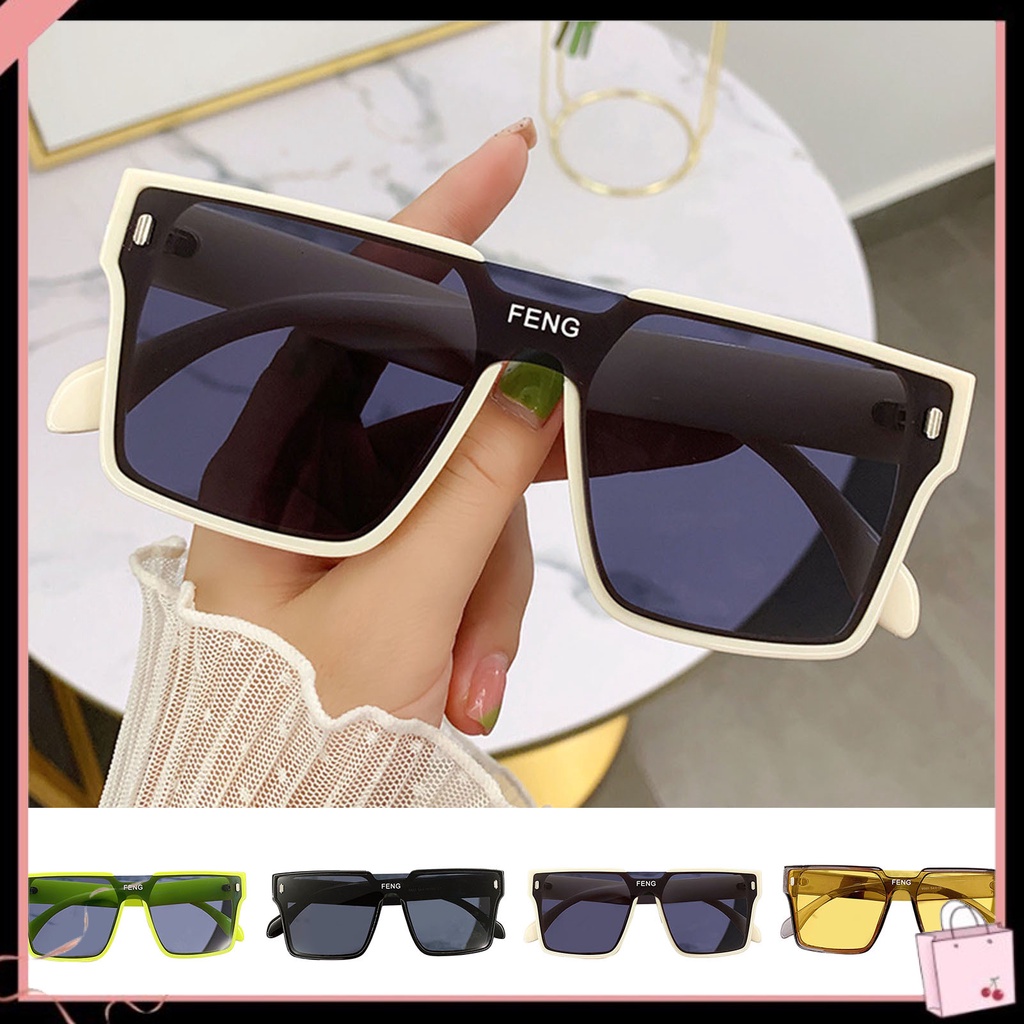 Kính Mát Gọng Vuông Lớn Siêu Nhẹ Chống Tia UV Màu Sắc Tương Phản Phong Cách Cổ Điển Thời Trang Cho Nam Và Nữ