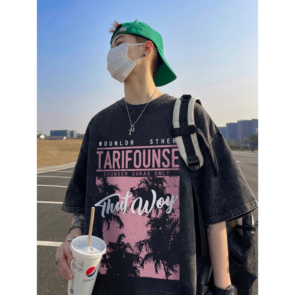 Áo Thun Tay Ngắn Chất Liệu Cotton Phong Cách Hip Hop Đường Phố Mỹ Thời Trang Mùa Hè Cho Nam 280g