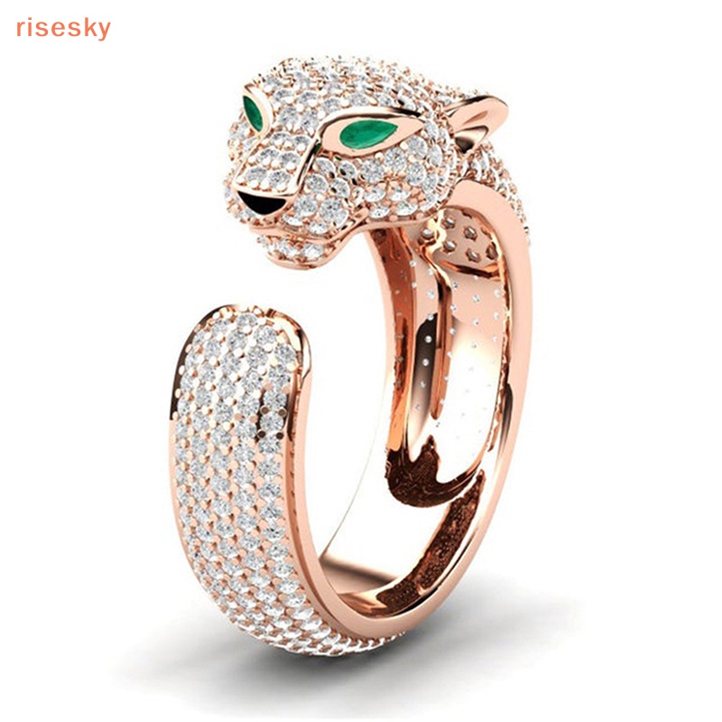 Nhẫn Hở Họa Tiết Da Báo Đính Pha Lê Thời Trang Unisex