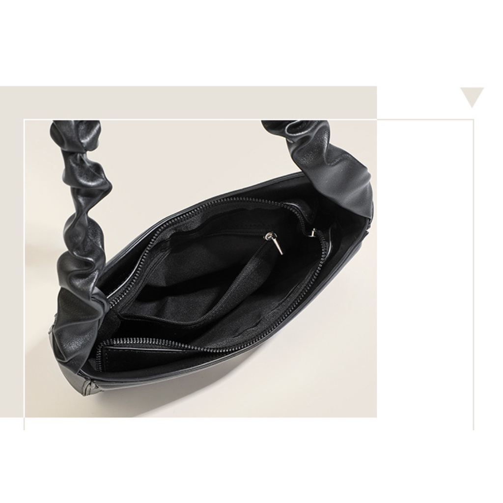 Ielgyfrench Túi Đen Đeo Vai Xếp Ly Ngôi Sao Phong Cách Ins Phổ Biến Cho Năm nay