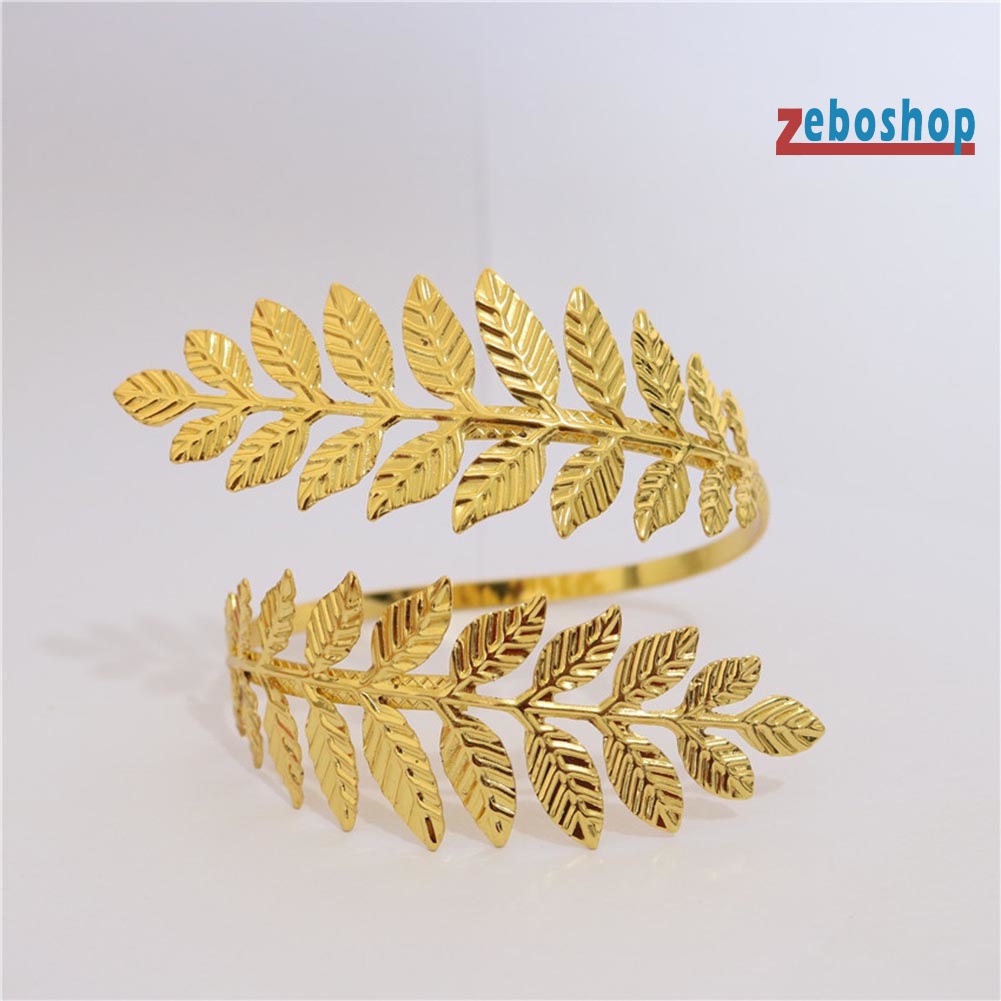 Zeboshop Vòng Đeo Bắp Tay Dạng Hở Hình Chiếc Lá Bằng Kim Loại Thời Trang Cho Nữ