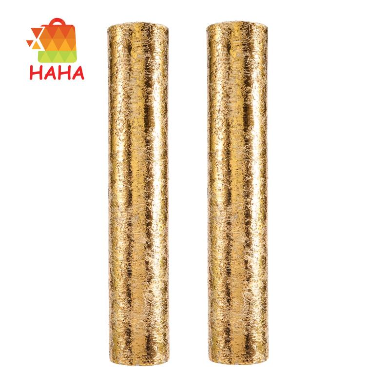 Bộ 2 Cuộn Ruy Băng Polyester Phối Lá Vàng Lấp Lánh Trang Trí Bàn Tiệc Giáng Sinh