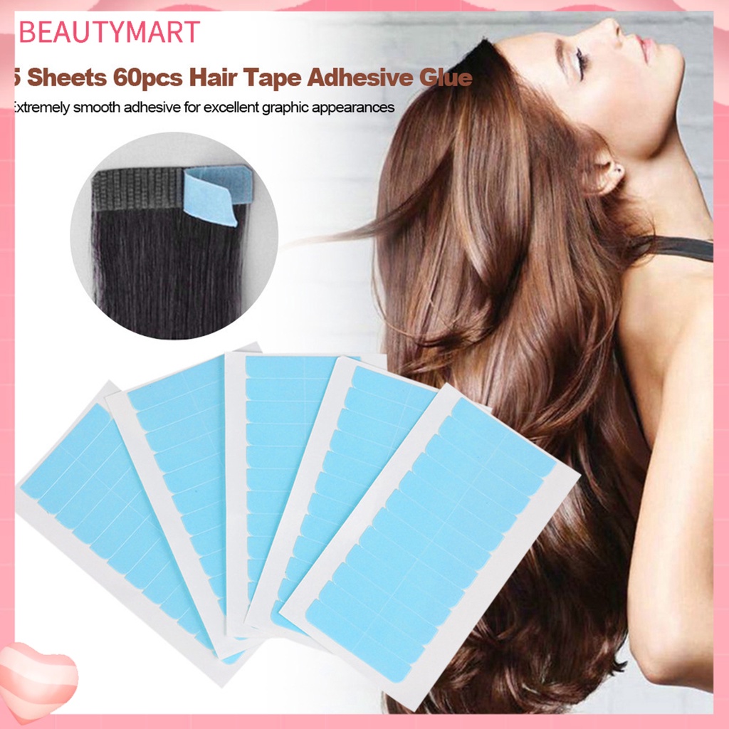 Bộ 5 Tấm 60 Miếng Dán Tóc Giả Mềm Mại Thoáng Khí Không Để Lại Dấu Vết