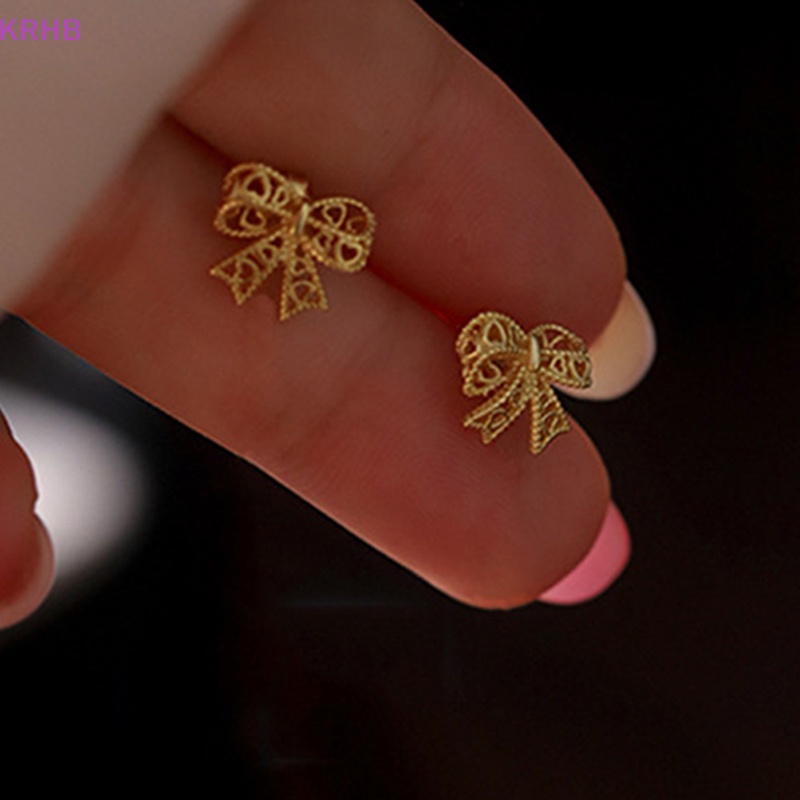 1 Đôi Bông Tai Hình Nơ Ren Rỗng Đơn Giản Dành Cho Nữ Mới