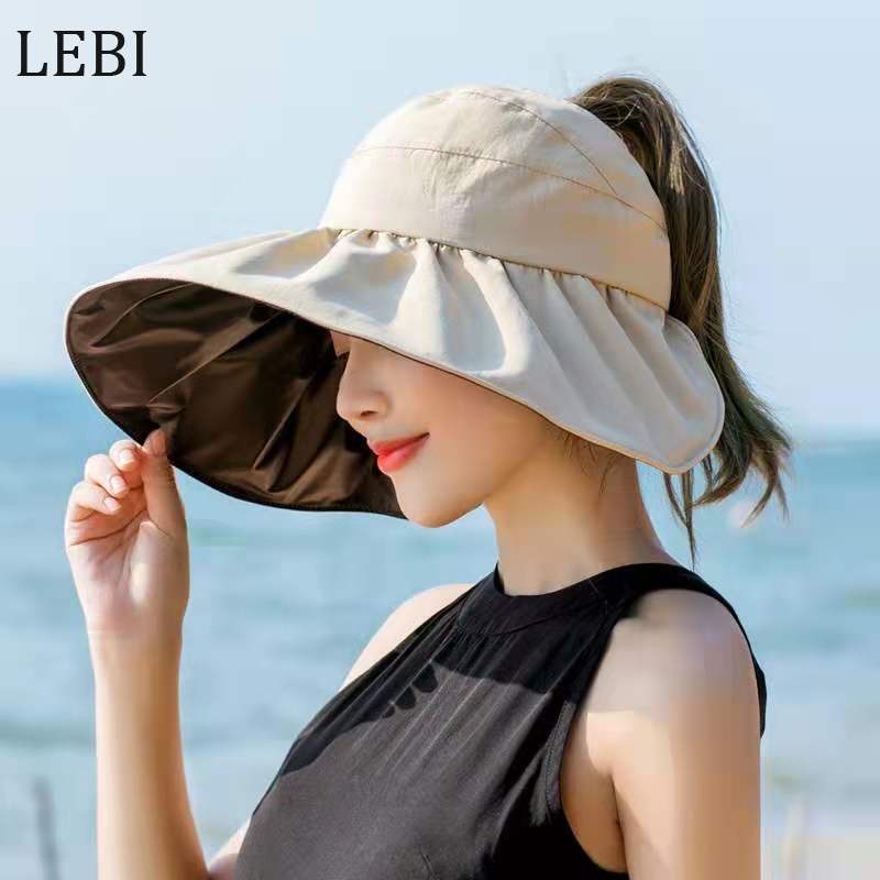 Nón Tai Bèo Che Nắng Vành Rộng Hở Chóp Viền Lớn Bằng vinyl Có Thể Gập Gọn Thời Trang Xuân Hè Hàng Mới Dành Cho Bạn Nữ