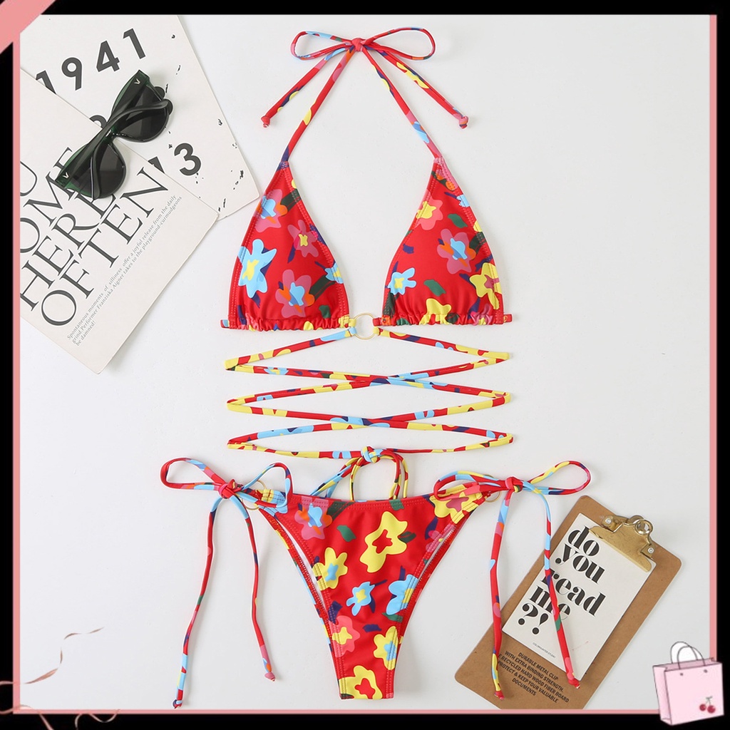 Bộ Đồ Bơi Bikini Lưng Cao In Hoa Có Đệm Nâng Ngực Thời Trang Mùa Hè