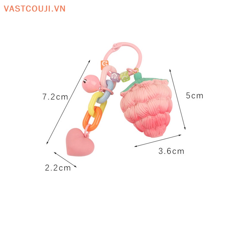 Móc Khóa Hình Trái Dâu Bằng Nhựa Acrylic Xinh Xắn